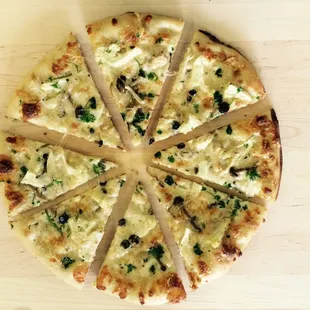 truffle oil, wild mushrooms, cauliflower, and gruyere