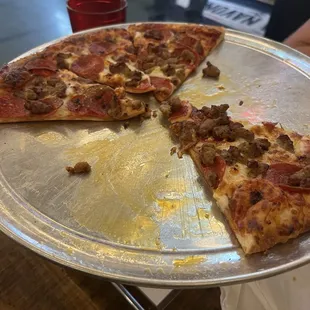Pepperoni and sausage pizza