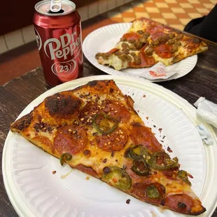Pizza special- 2 slices and a drink $12.95 and it's delicious