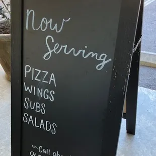 sandwich board sign outside