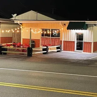 outside of restaurant at night