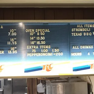 Menu as of 6/30/2017.