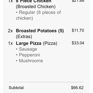 the order of the meal