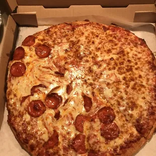 Pepperoni and cheese pizza