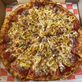 Pepperoni and banana pepper.