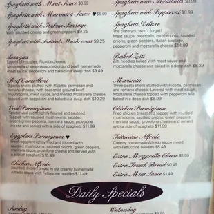 menu