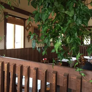 a view of the dining room from the balcony