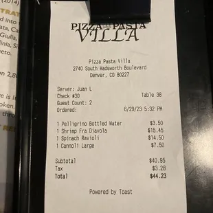 Very reasonable bill