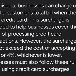 Laws federal and state clearly say you can not charge an $8 processing fee for a $20 purchase.