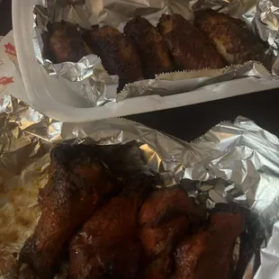 Buffalo and Mild wings  Large half cheese &amp; half pepperoni, cheese, blk olives, and Italian sausage. Wings were horrible