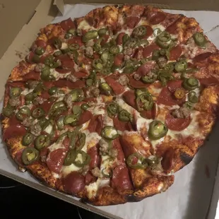 Jalapeño&apos;s, pepperoni and sausage family size