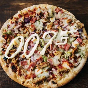 a close up of a pizza