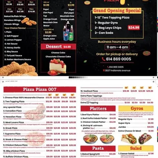 Pizza pizza 007 menu