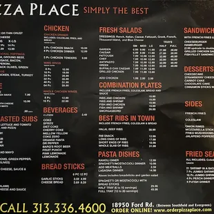 Full menu .