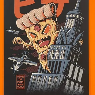 Giant pizza comic wall art