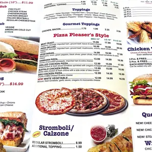 menu, pizza