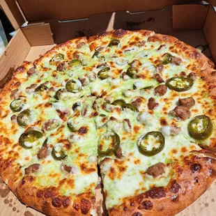 Sausage and jalapeno with pesto sauce