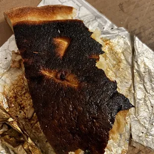 Could not get a more burnt calzone. What a waste