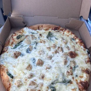 Small chicken alfredo pizza! Yummy!