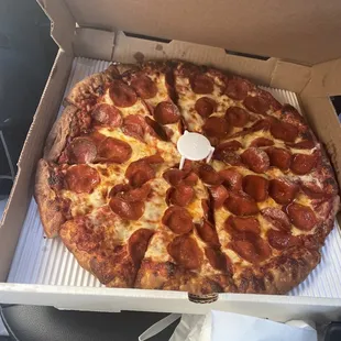 Burnt pizza, luckily for them I'm in a hurry &amp; don't have time to go somewhere else