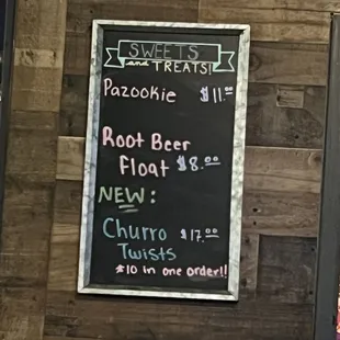 a menu on a blackboard