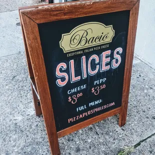 a sign for slices