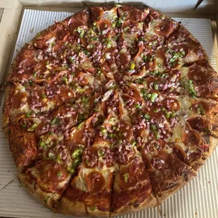 a pizza in a pizza box