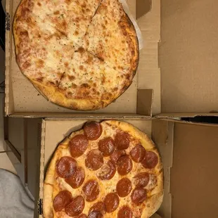 two pizzas in a box