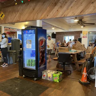 a vending machine in a restaurant