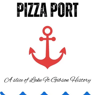 a red anchor and blue waves