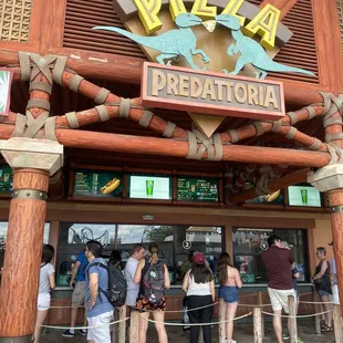 a group of people standing in line