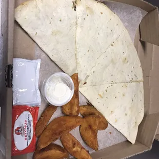 Steak Quesadillas with western fries