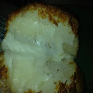 When you spread open the garlic cheese bread its full of cheesy goodness!