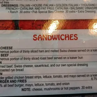 menu