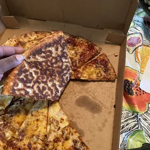 They burned my pizza in didn&apos;t give me a refund. Told me this ain&apos;t burned .