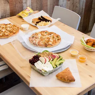 a table with a variety of food on it