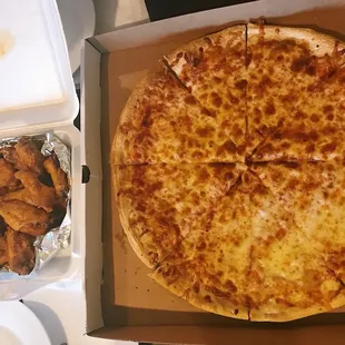 Special #4--large cheese pizza + buffalo wings