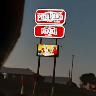 The sign at night