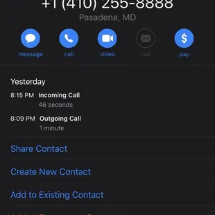 the location of the emergency contact on the iphone
