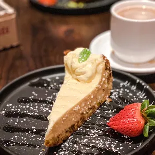 a slice of cheesecake on a plate