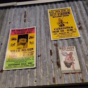 Cool concert postings on the wall