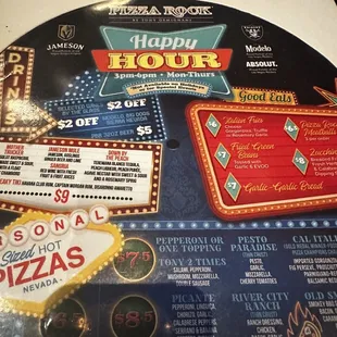 Happy hour menu