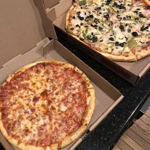 Cheese and Vegi Pizzas