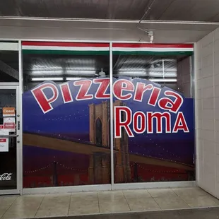 the entrance to the restaurant