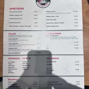 Full menu