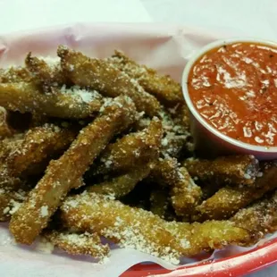 Delicious eggplant French fries, yum!