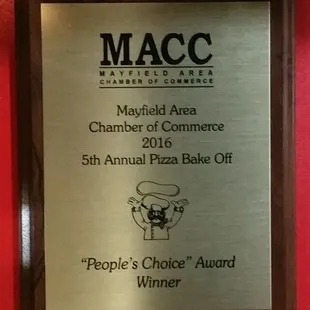 2016 Peoples Choice Award
