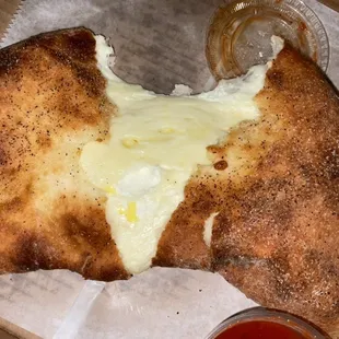 Inside cheese calzone