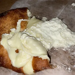 Inside cheese calzone