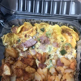 Ham and Cheese Omelette Breakfast